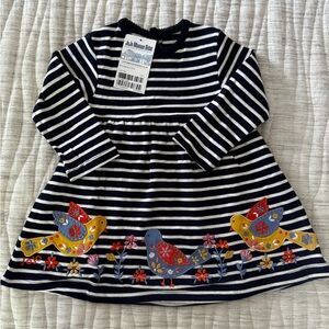 Jojo Maman Bébé bird appliqué dress 6-12M NWT
